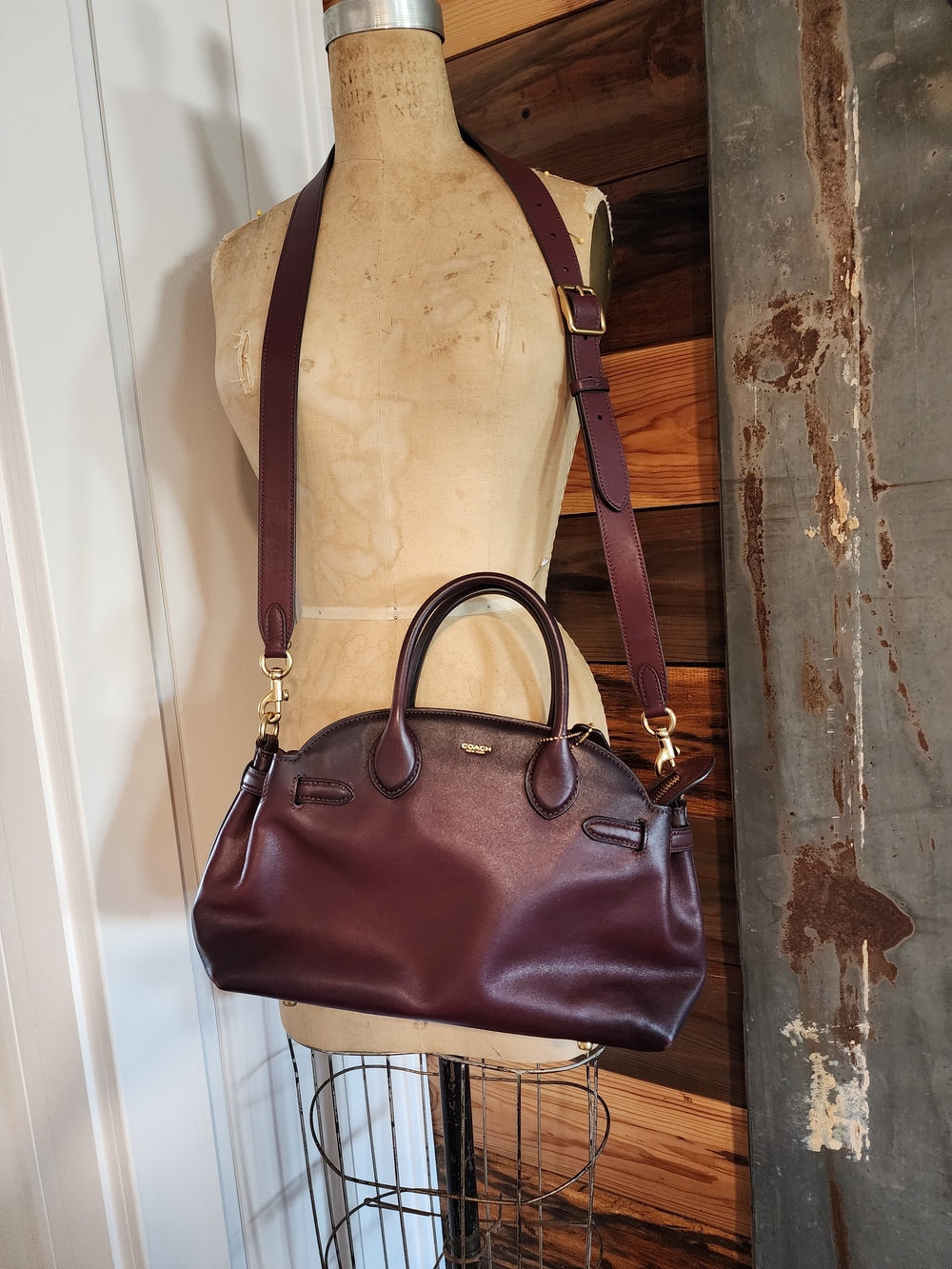 Coach Empire Merlot Leather Purse with Adjustable Strap